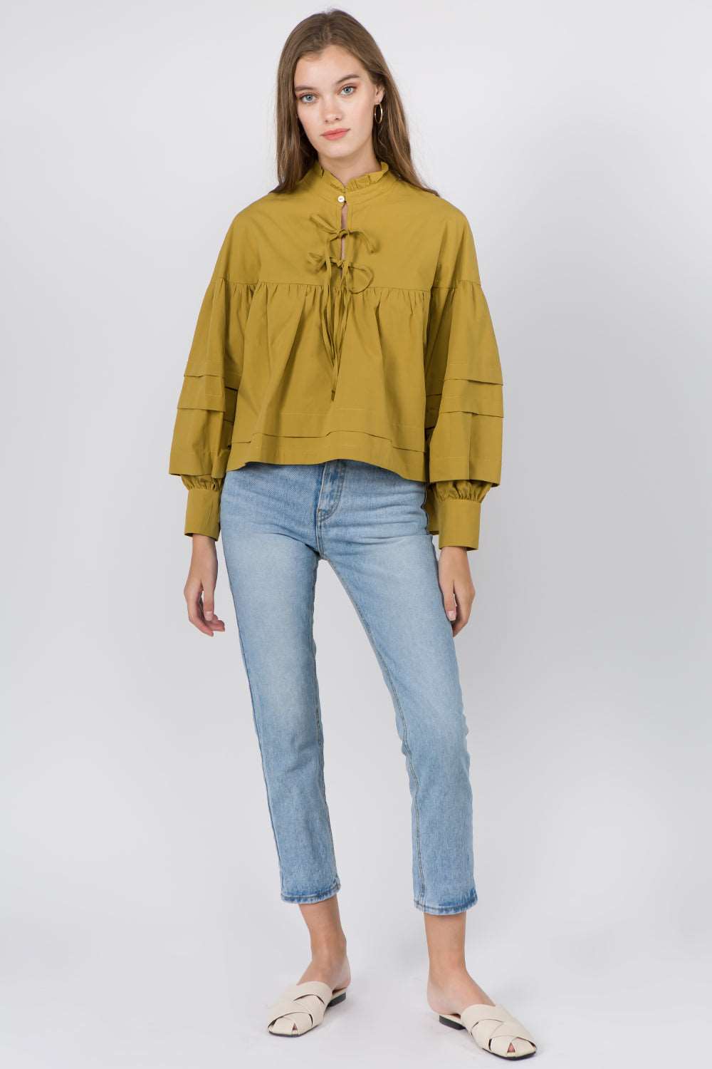 Balloon Sleeve Tiered Layered Blouse - Whiteroom+Cactus