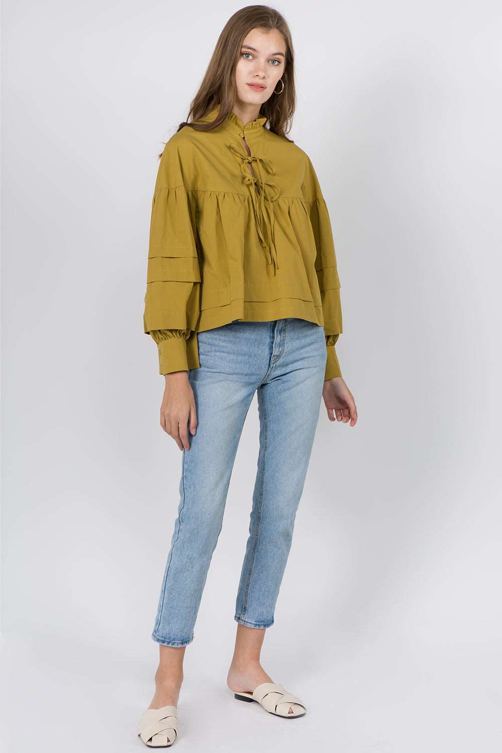 Balloon Sleeve Tiered Layered Blouse - Whiteroom+Cactus