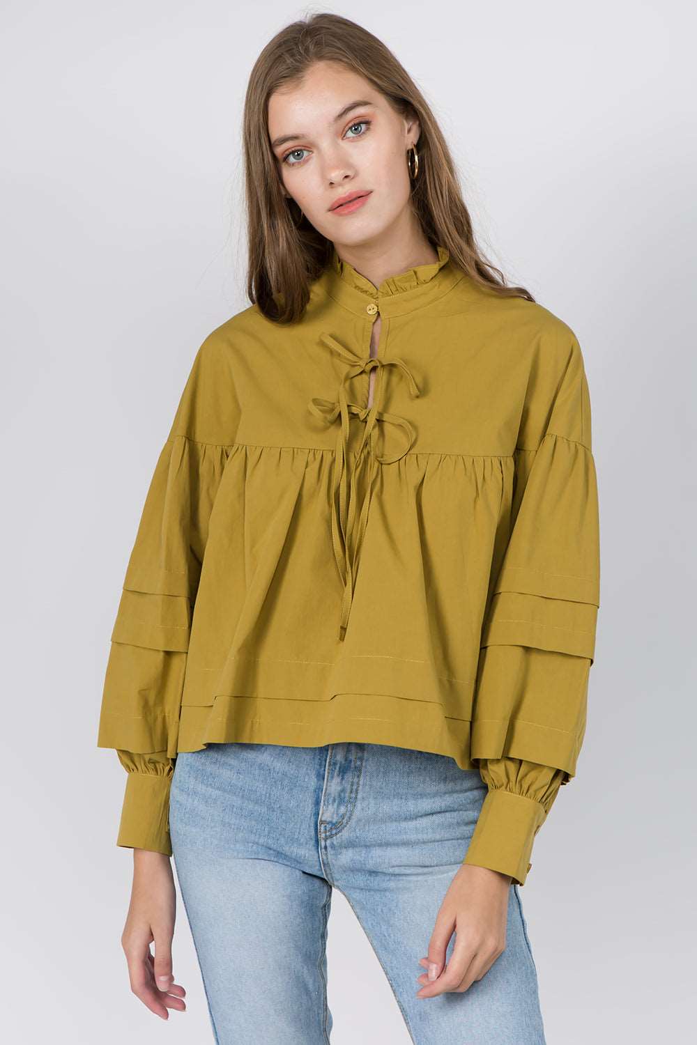 Balloon Sleeve Tiered Layered Blouse - Whiteroom+Cactus