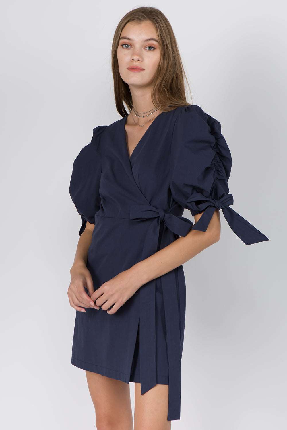 Balloon Sleeves Wrap Dress - Whiteroom+Cactus