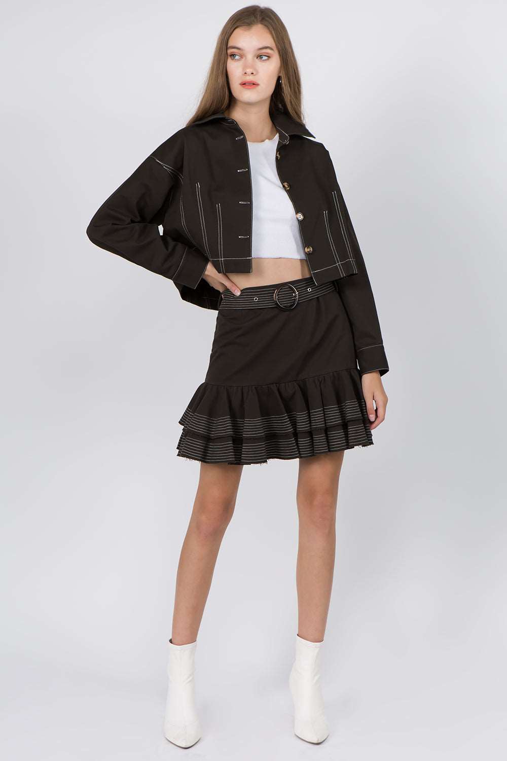 Cotton Contrast Stitched Jacket - Whiteroom+Cactus