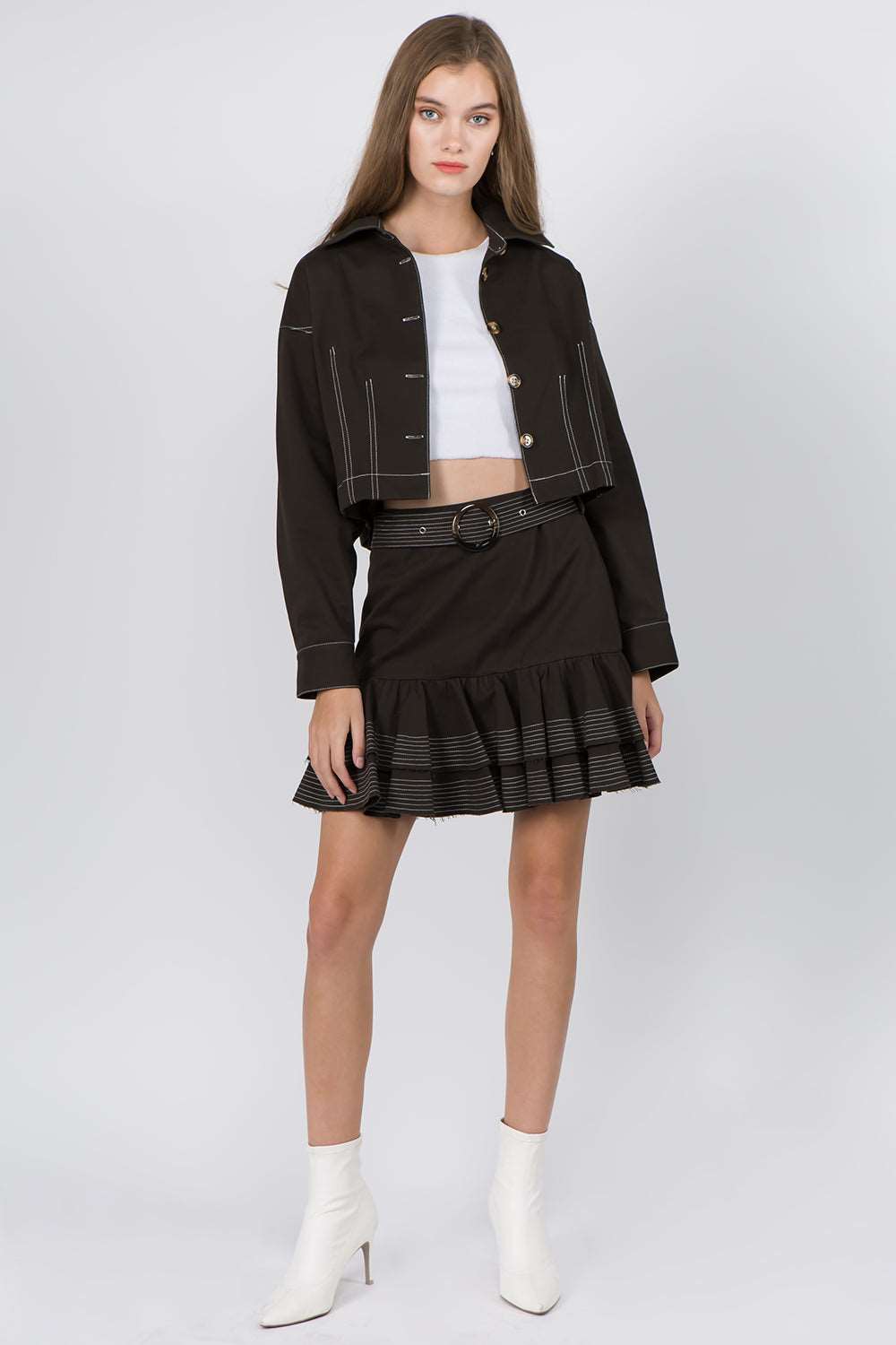 Cotton Contrast Stitched Jacket - Whiteroom+Cactus