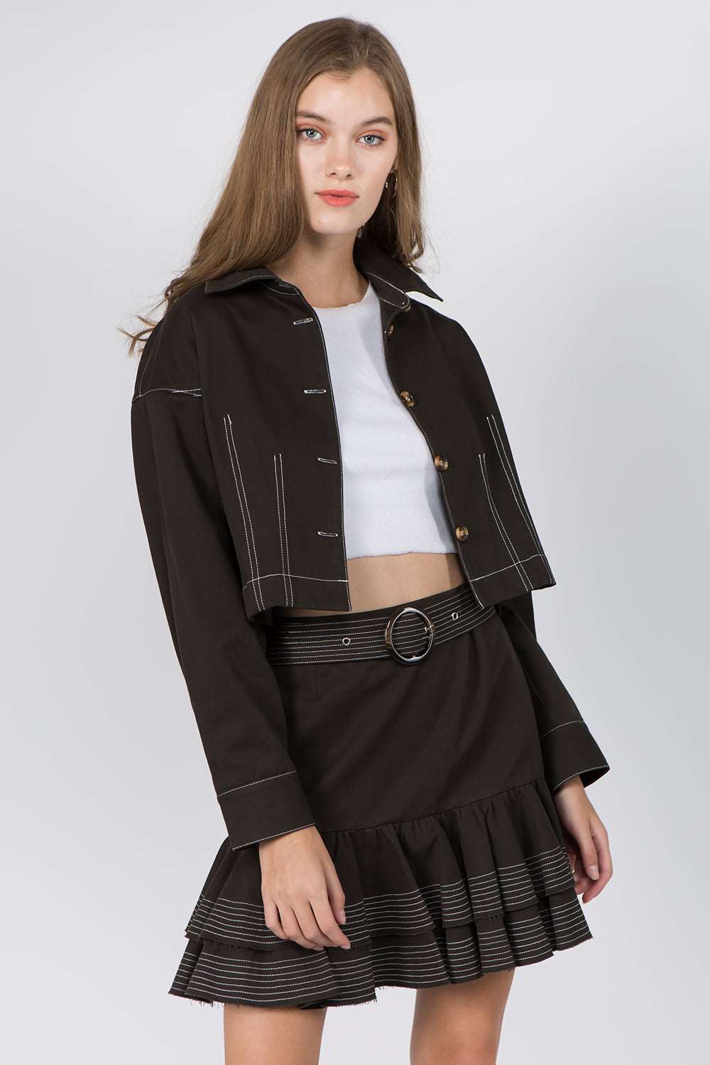 Cotton Contrast Stitched Jacket - Whiteroom+Cactus