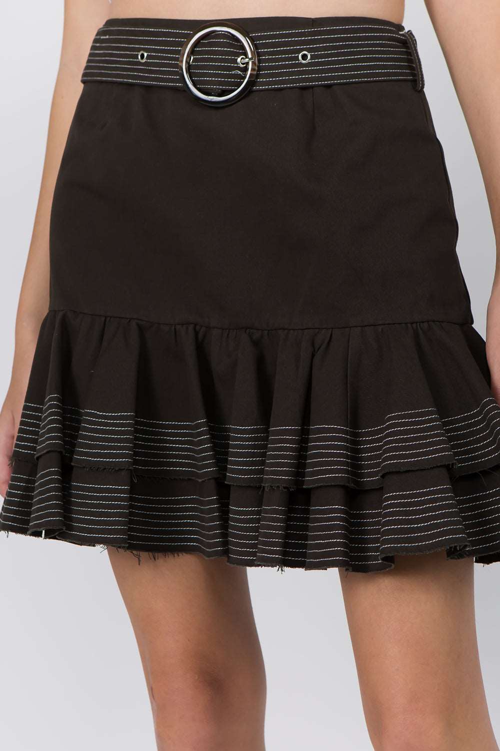 Cotton Contrast Stitched Skirt - Whiteroom+Cactus