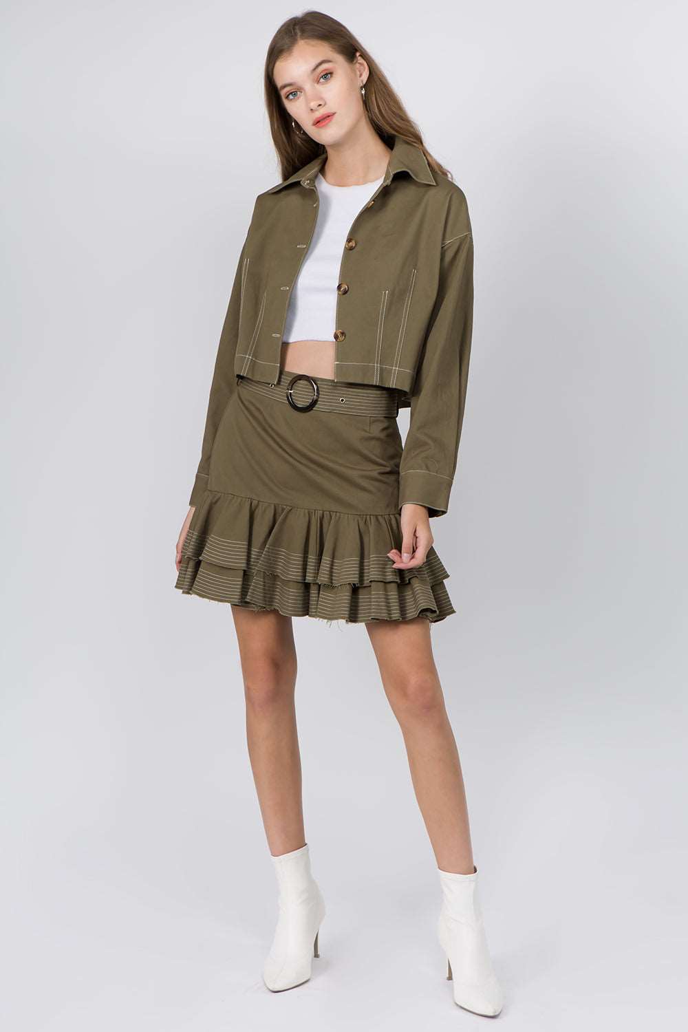 Cotton Contrast Stitched Skirt - Whiteroom+Cactus