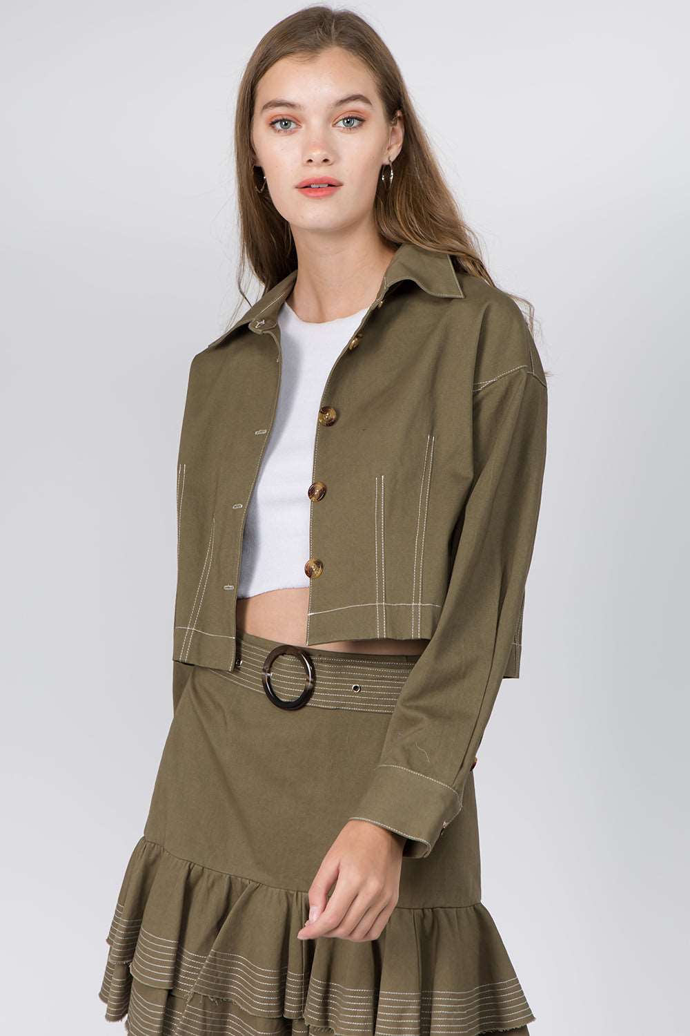 Cotton Contrast Stitched Jacket - Whiteroom+Cactus