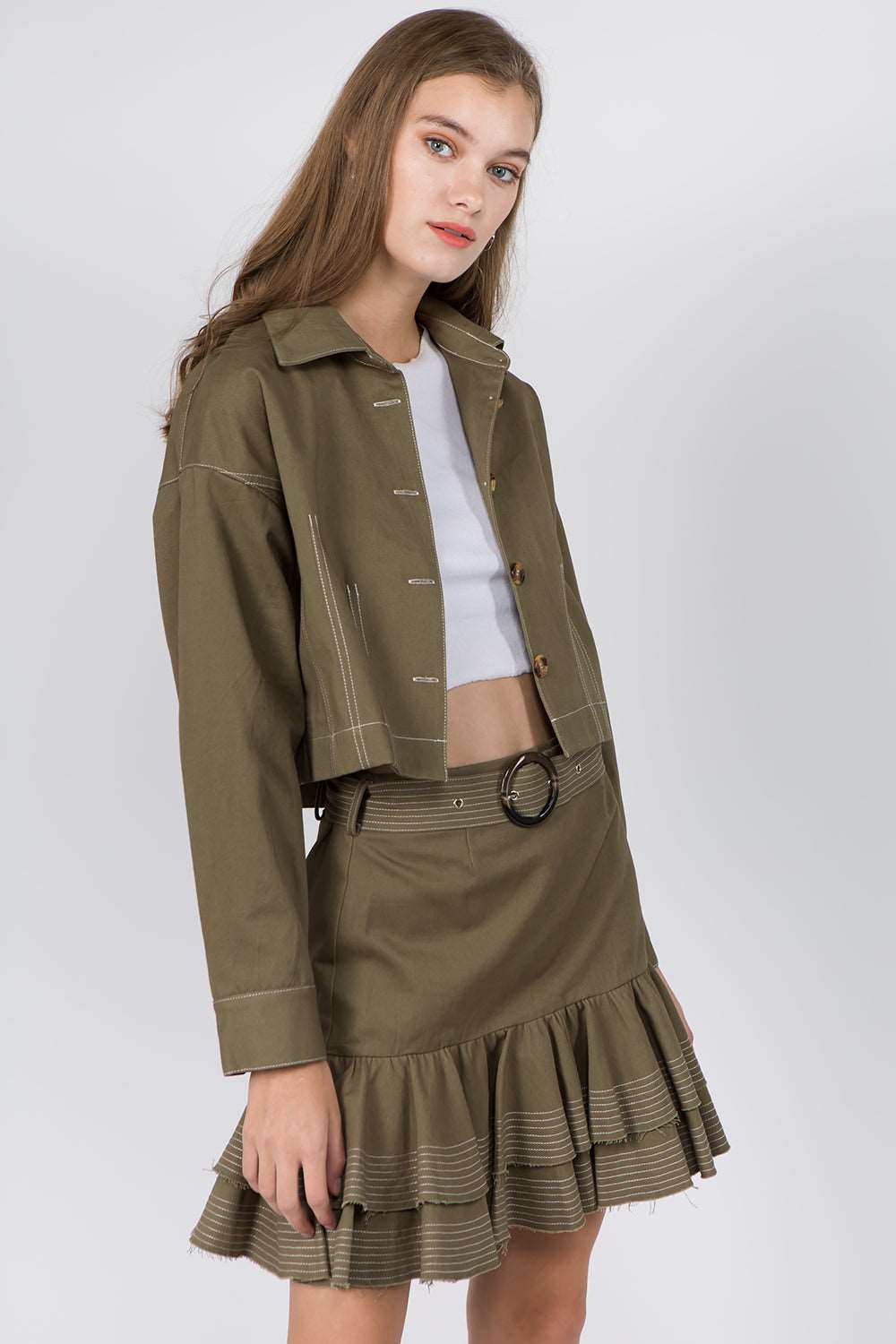 Cotton Contrast Stitched Jacket - Whiteroom+Cactus