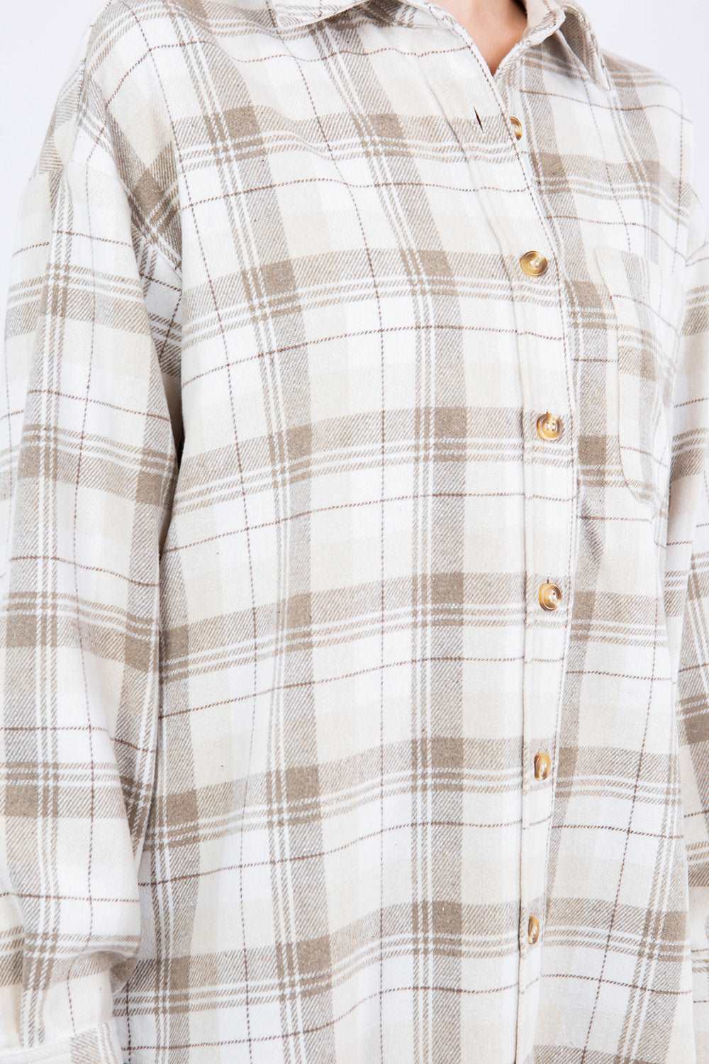 Cream Combo Plaid Soft Shacket