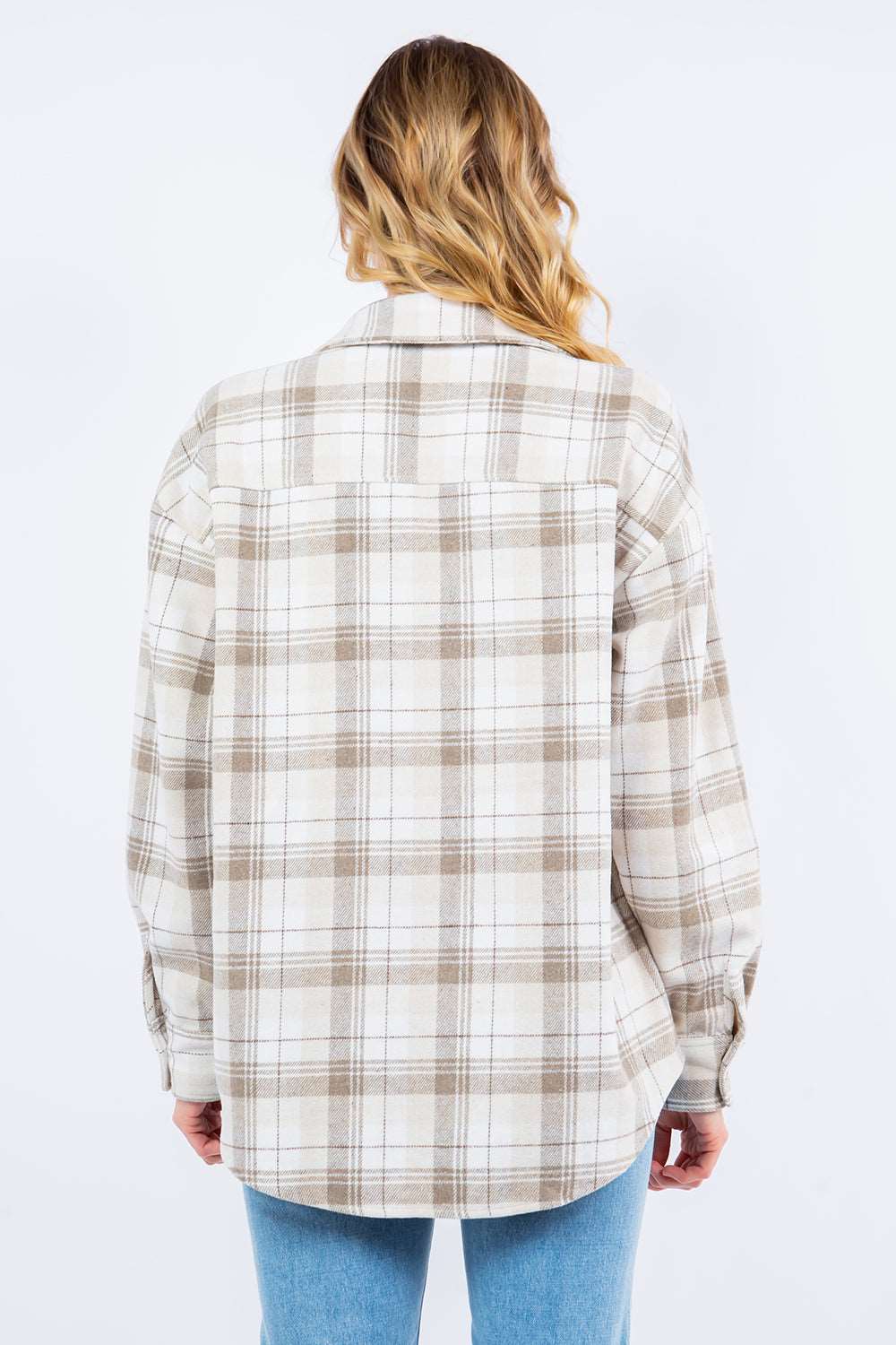 Cream Combo Plaid Soft Shacket