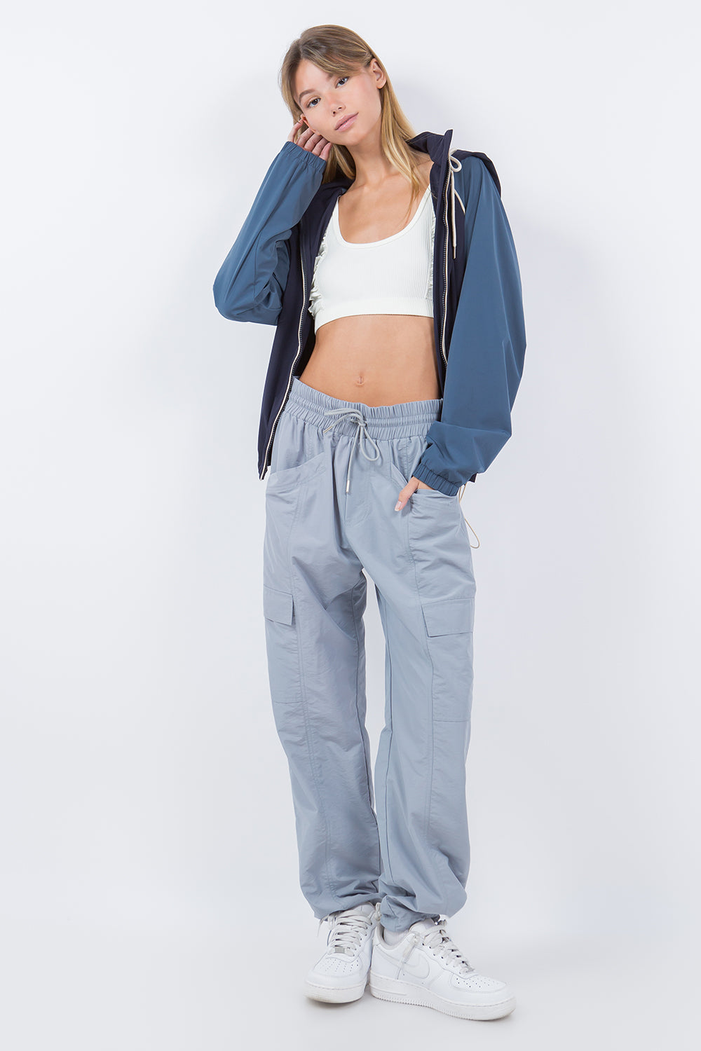 CARGO PANTS DRAWSTRING DETAIL CIEL BLUE