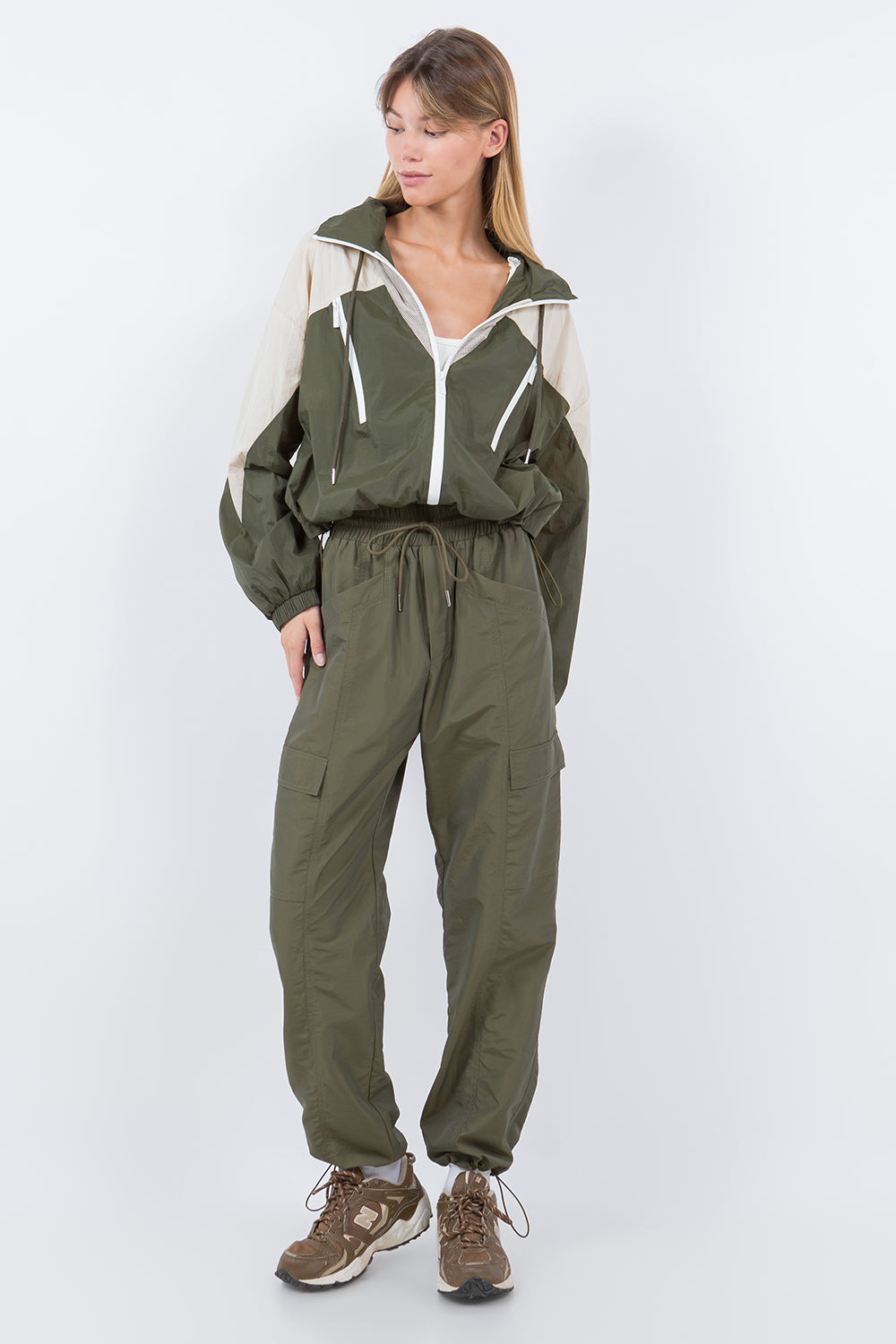 CARGO PANTS DRAWSTRING DETAIL OLIVE