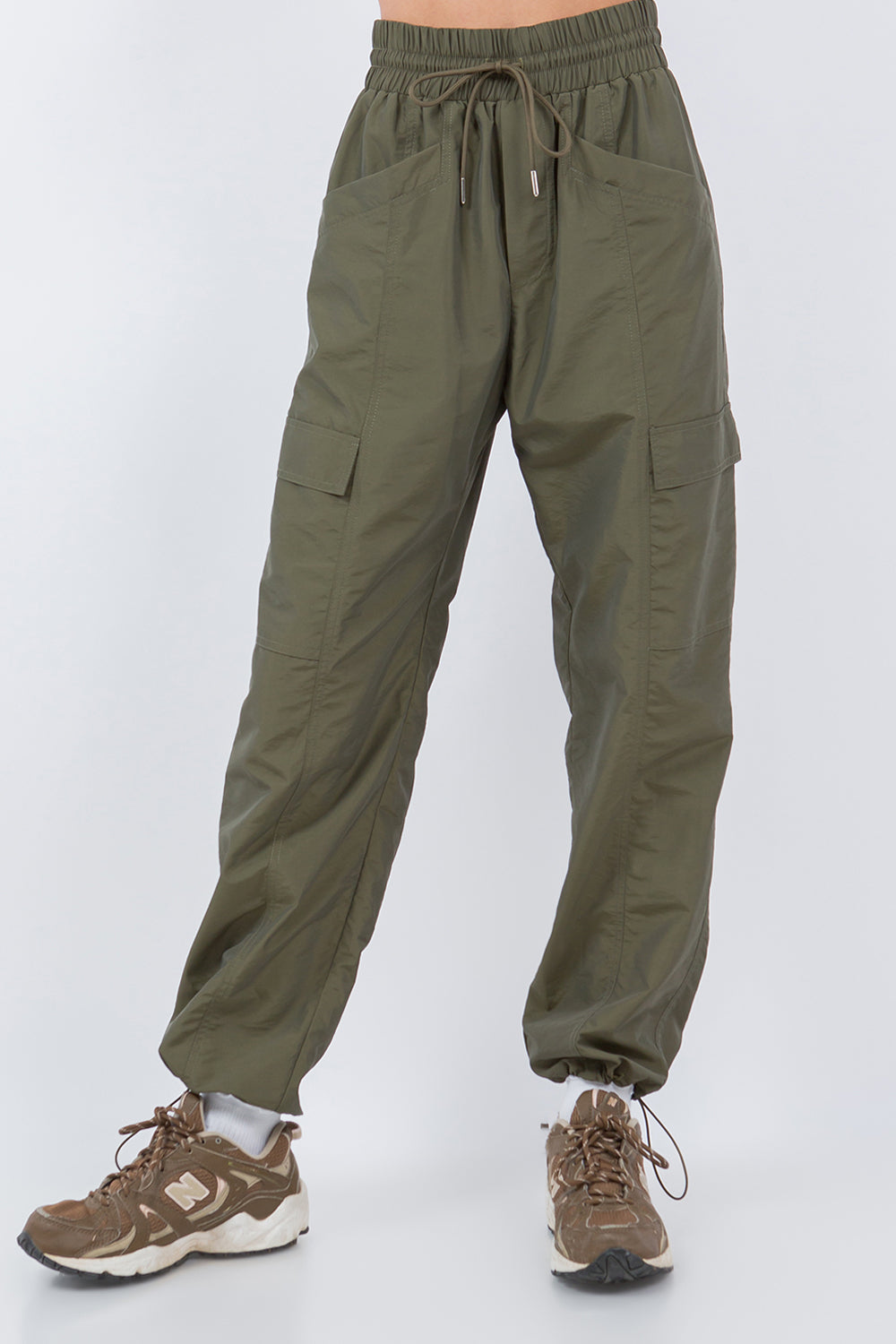 CARGO PANTS DRAWSTRING DETAIL OLIVE