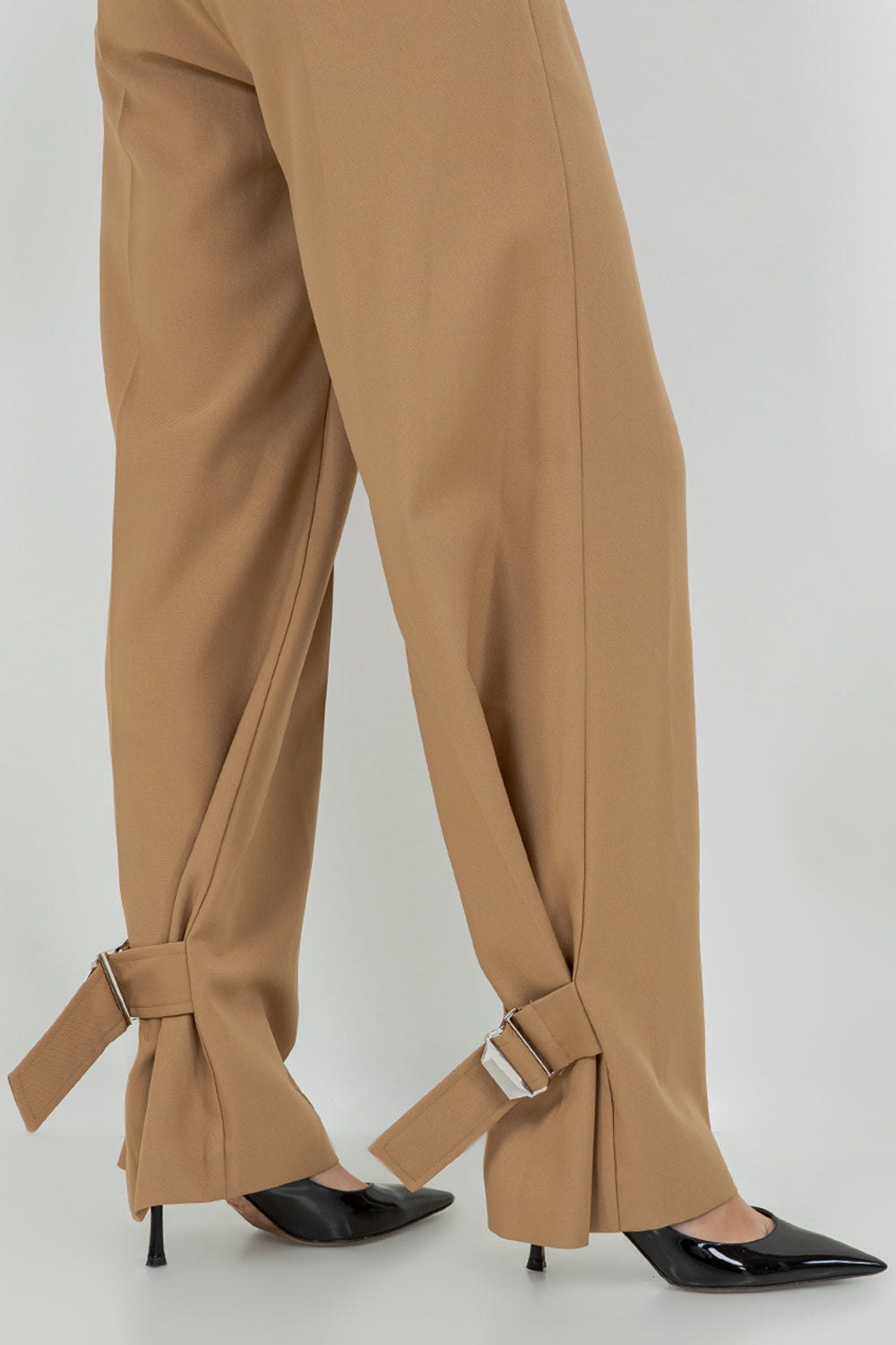 SOFT WOVEN TROUSERS WITH LEG OPENING ADJUSTERS