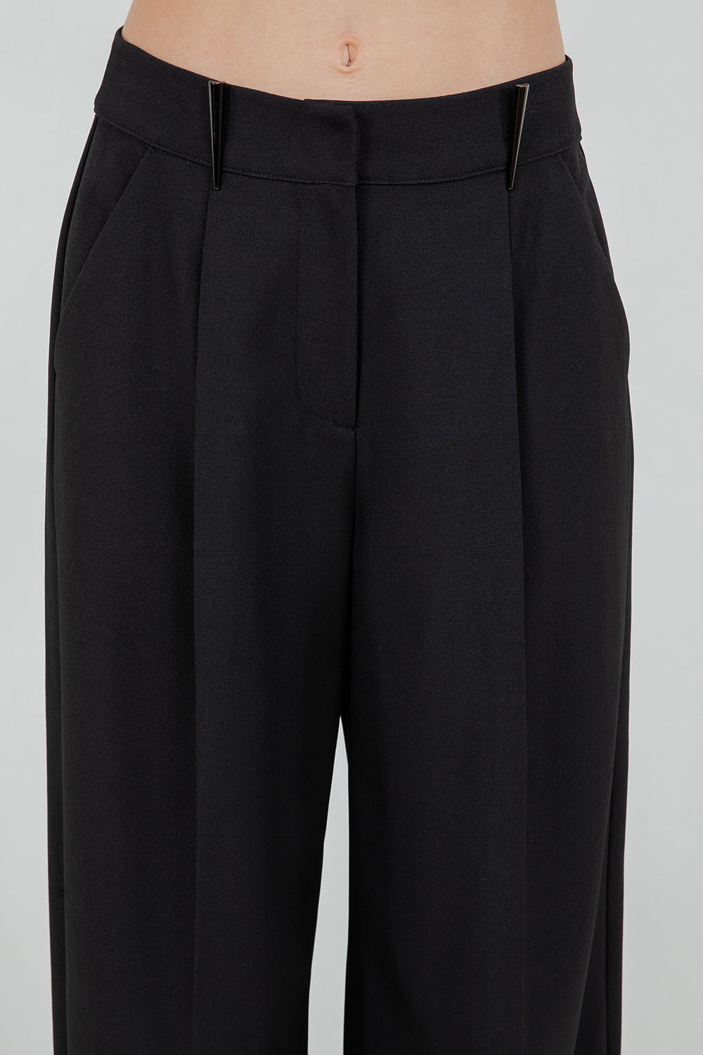 SOFT WOVEN STRAIGHT LEG TROUSERS WITH WAIST ACCENT - Whiteroom+Cactus