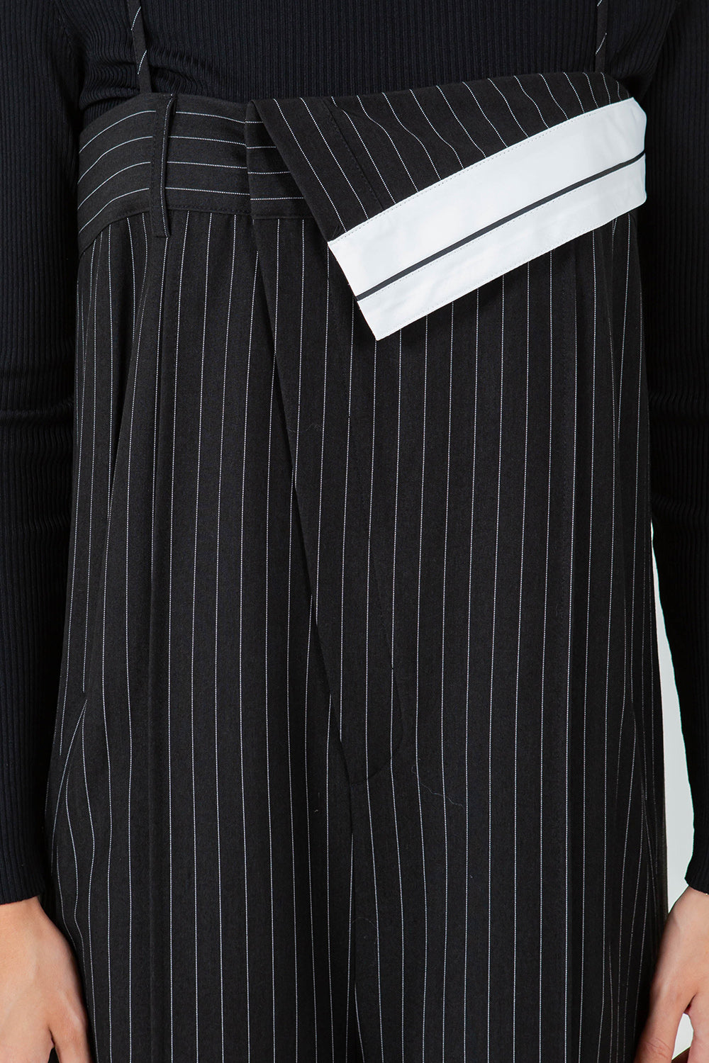 PINSTRIPE JUMPSUIT - BLACK