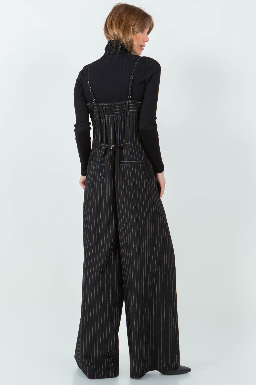 PINSTRIPE JUMPSUIT - BLACK