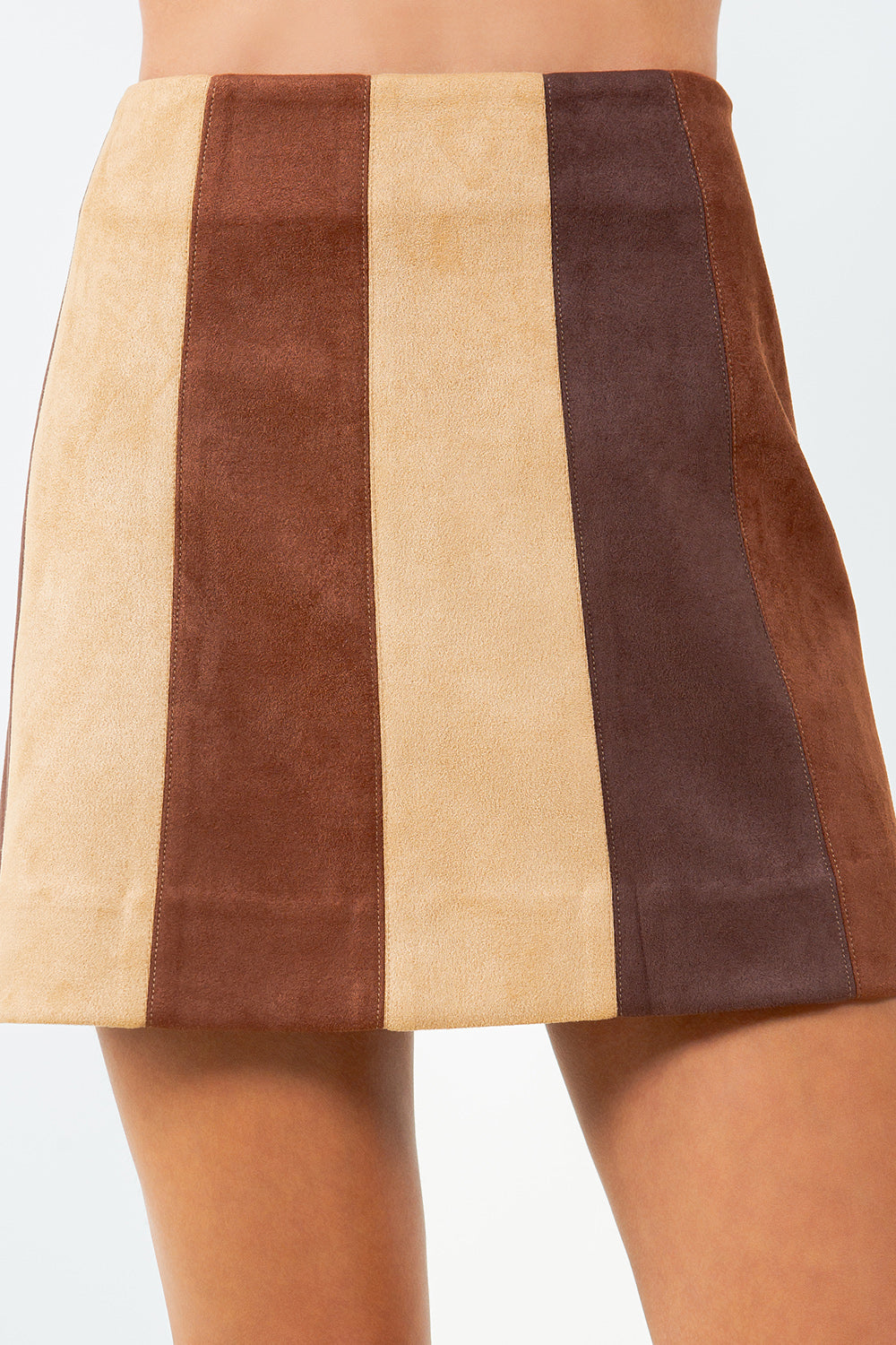 MULTI BROWN COMBO SUEDE MINI SKIRT