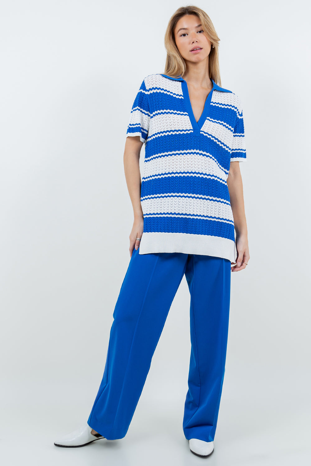 STRIPED SLIT DETAIL TOP
