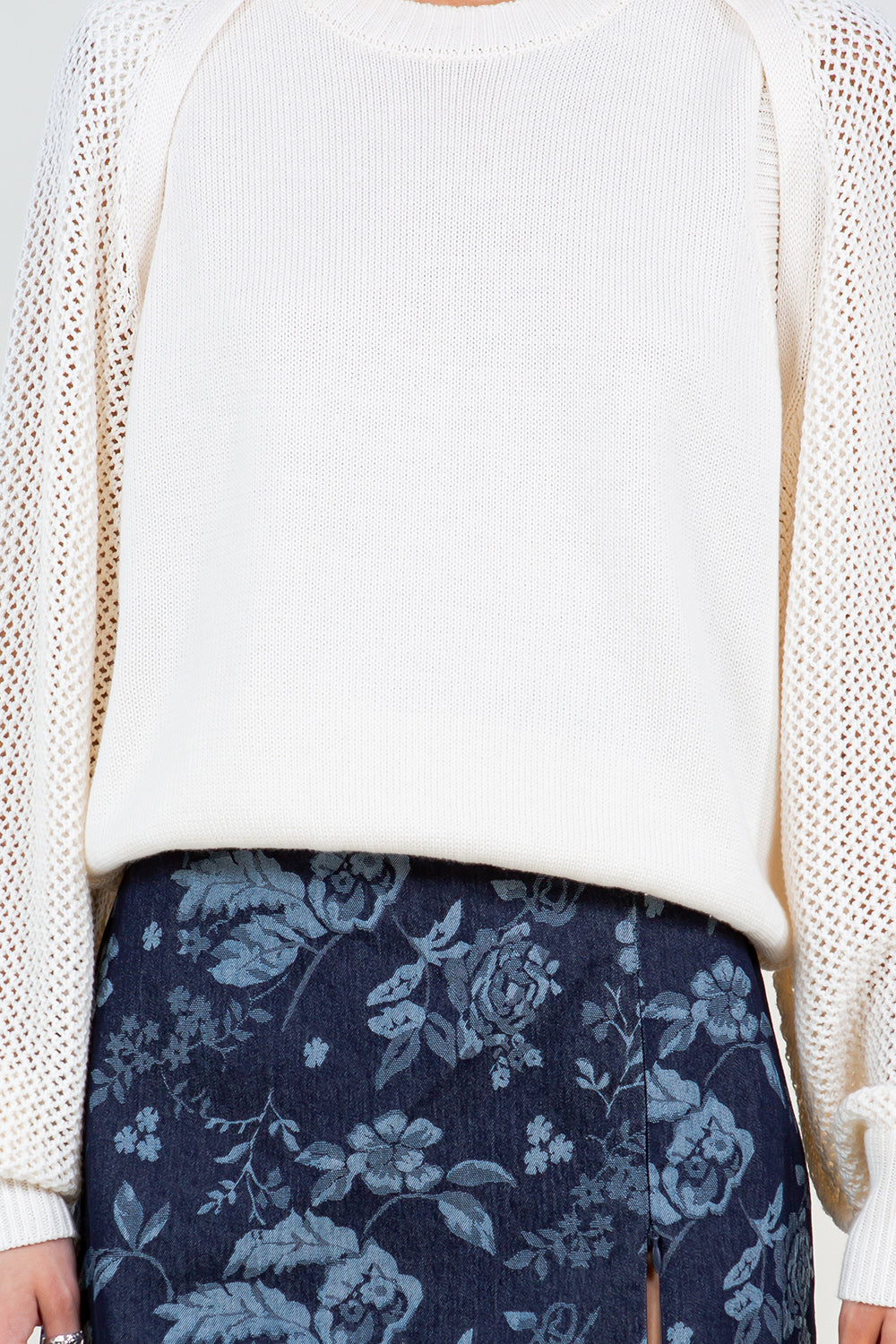 BOLERO EYELET CREWNECK SWEATER - Whiteroom+Cactus
