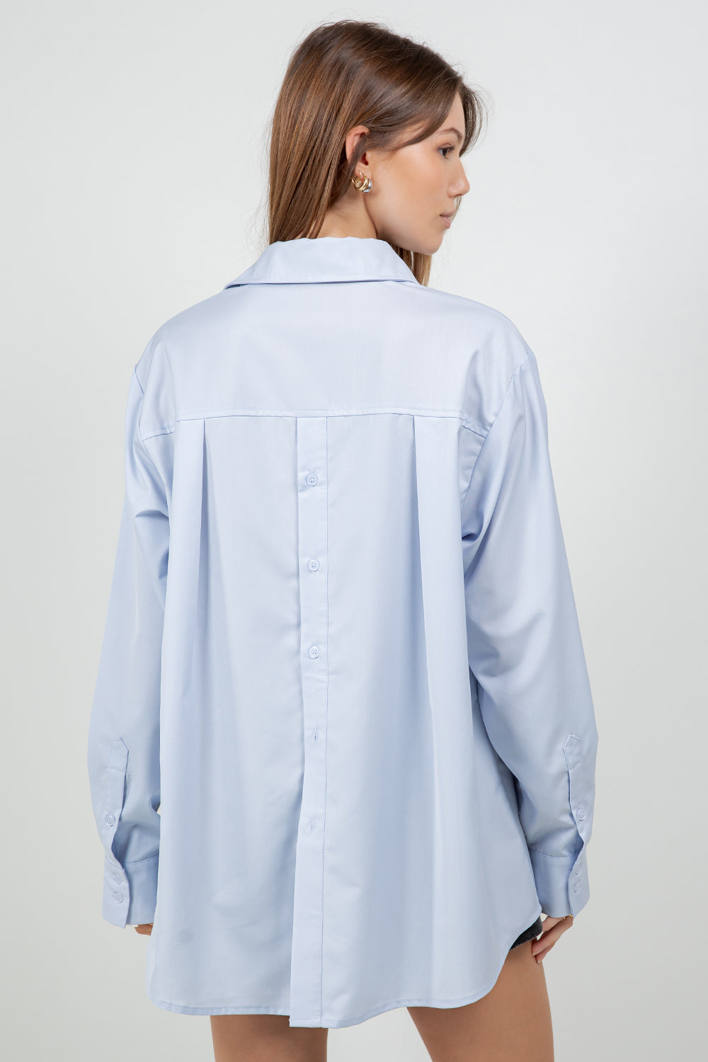 MULTI WEAR BACK PLACKET DETAILED POPLIN SHIRT - CHAMBRAY
