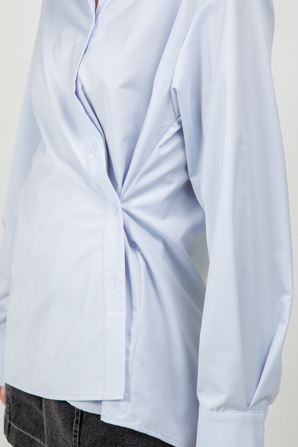 MULTI WEAR BACK PLACKET DETAILED POPLIN SHIRT - CHAMBRAY