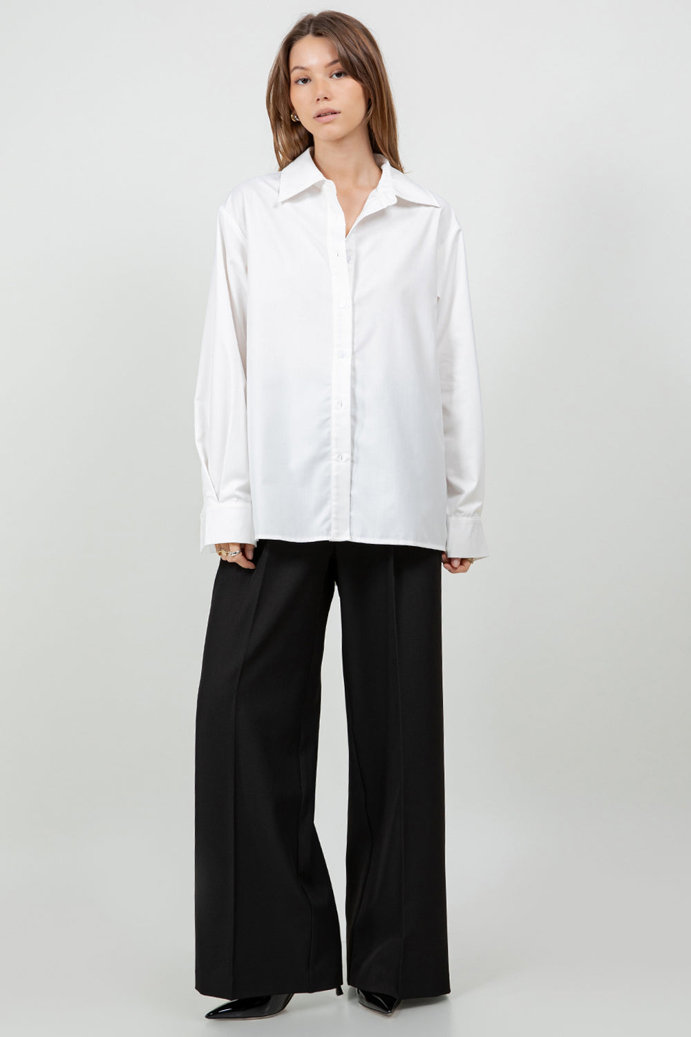 MULTI WEAR BACK PLACKET DETAILED POPLIN SHIRT - WHITE
