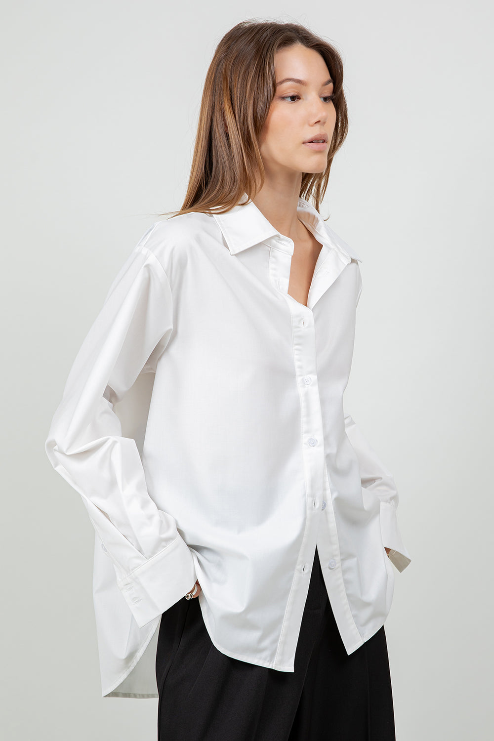 MULTI WEAR BACK PLACKET DETAILED POPLIN SHIRT - WHITE