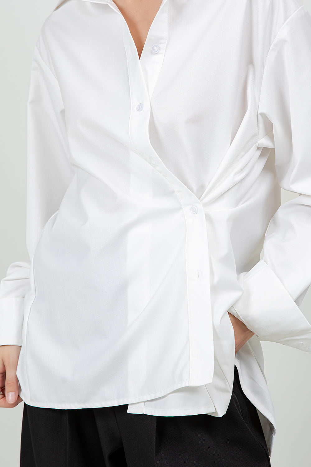 MULTI WEAR BACK PLACKET DETAILED POPLIN SHIRT - WHITE