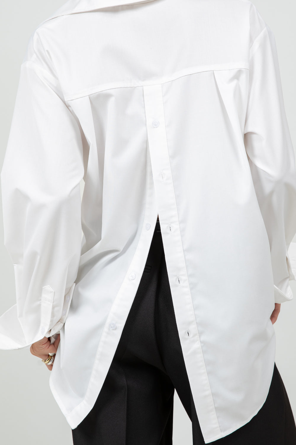 MULTI WEAR BACK PLACKET DETAILED POPLIN SHIRT - WHITE
