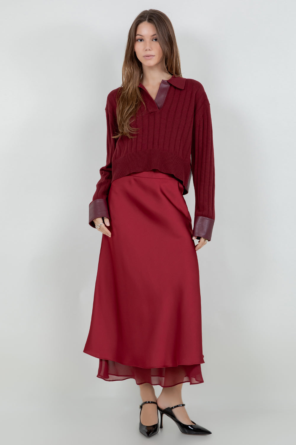 SOFT SATIN MIDI LENGTH SKIRT - Whiteroom+Cactus