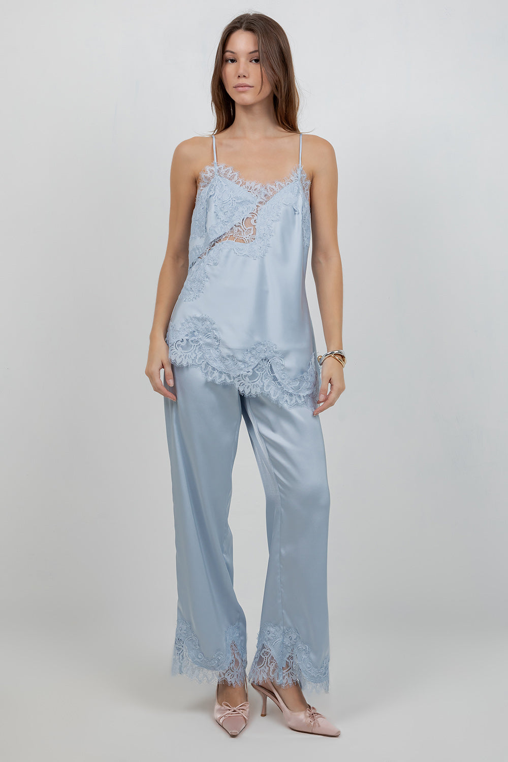 SOFT SATIN LACE MIX SLEEVELESS TANK - Whiteroom+Cactus