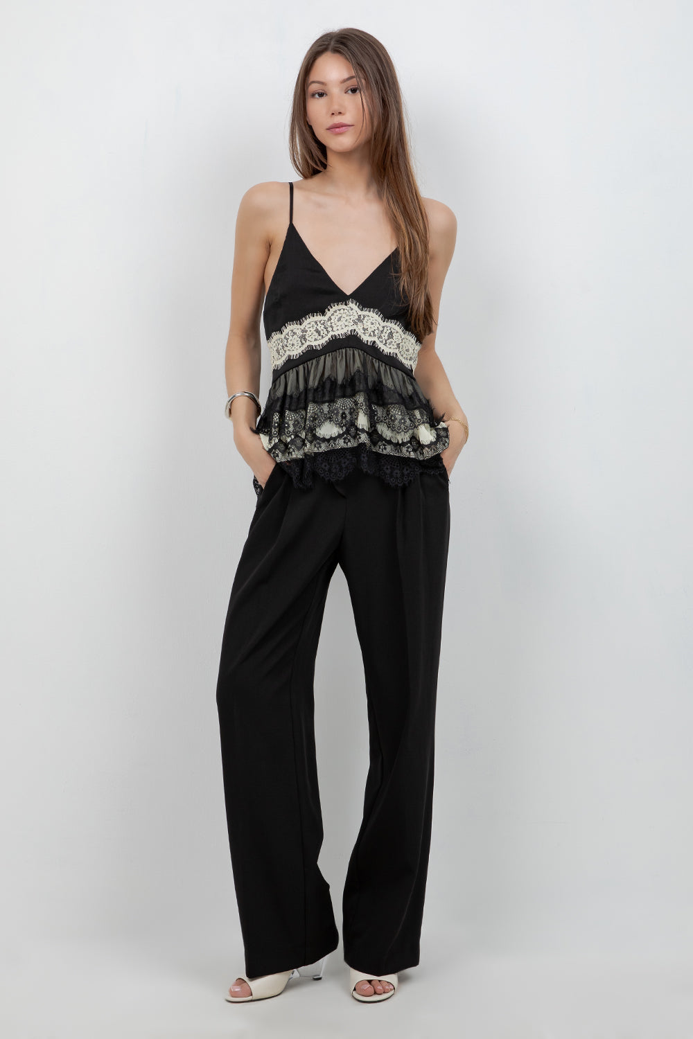 MULTI LACE COMBO SLEEVELESS TANK TOP