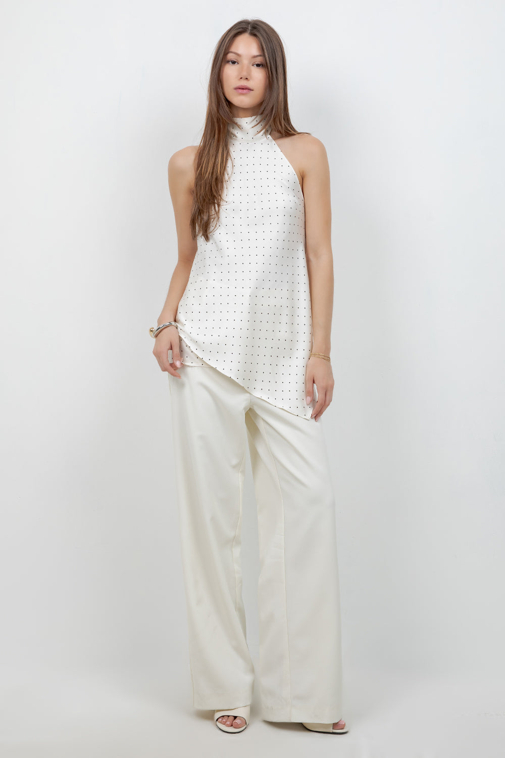 CONTRAST POLKA DOT SOFT WOVEN TROUSERS