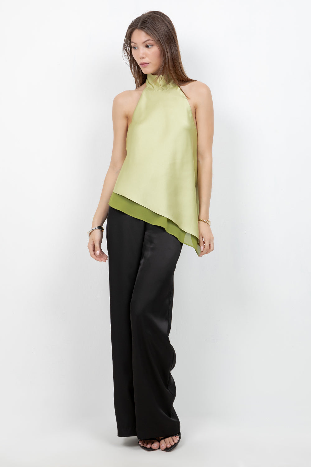 ASYMMETRICAL SATIN BLOUSE WITH OPEN BACK