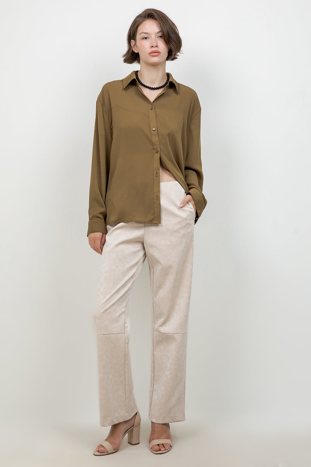 SOFT BUTTON DOWN WOVEN BLOUSE