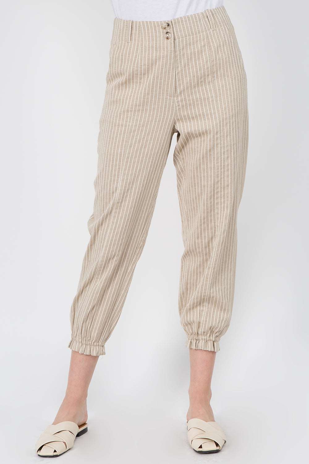 Contrast Insert Cotton Pants - Whiteroom+Cactus