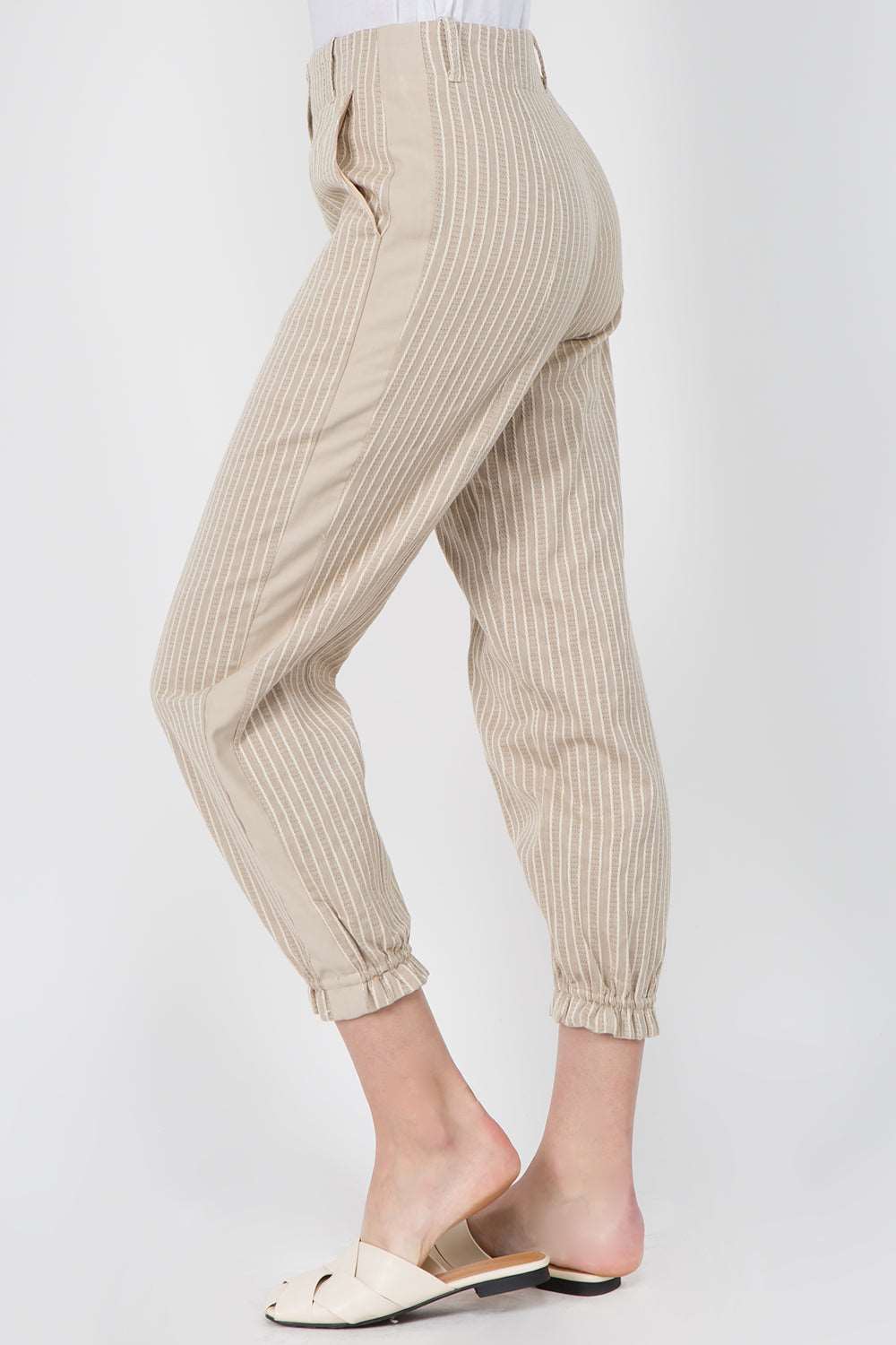 Contrast Insert Cotton Pants - Whiteroom+Cactus