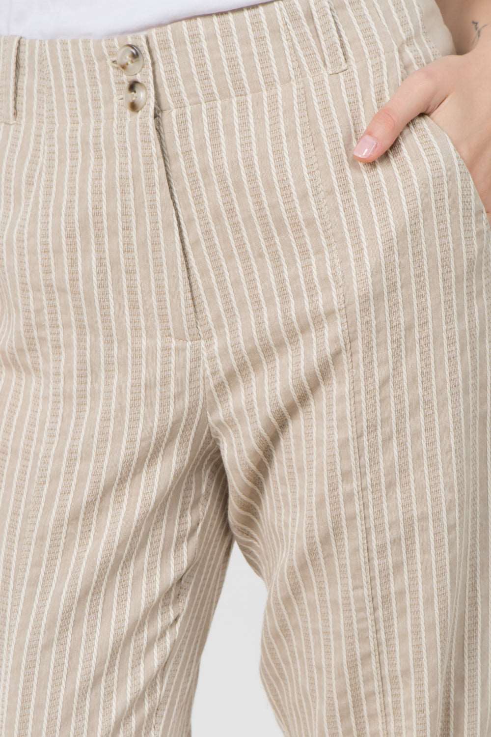 Contrast Insert Cotton Pants - Whiteroom+Cactus