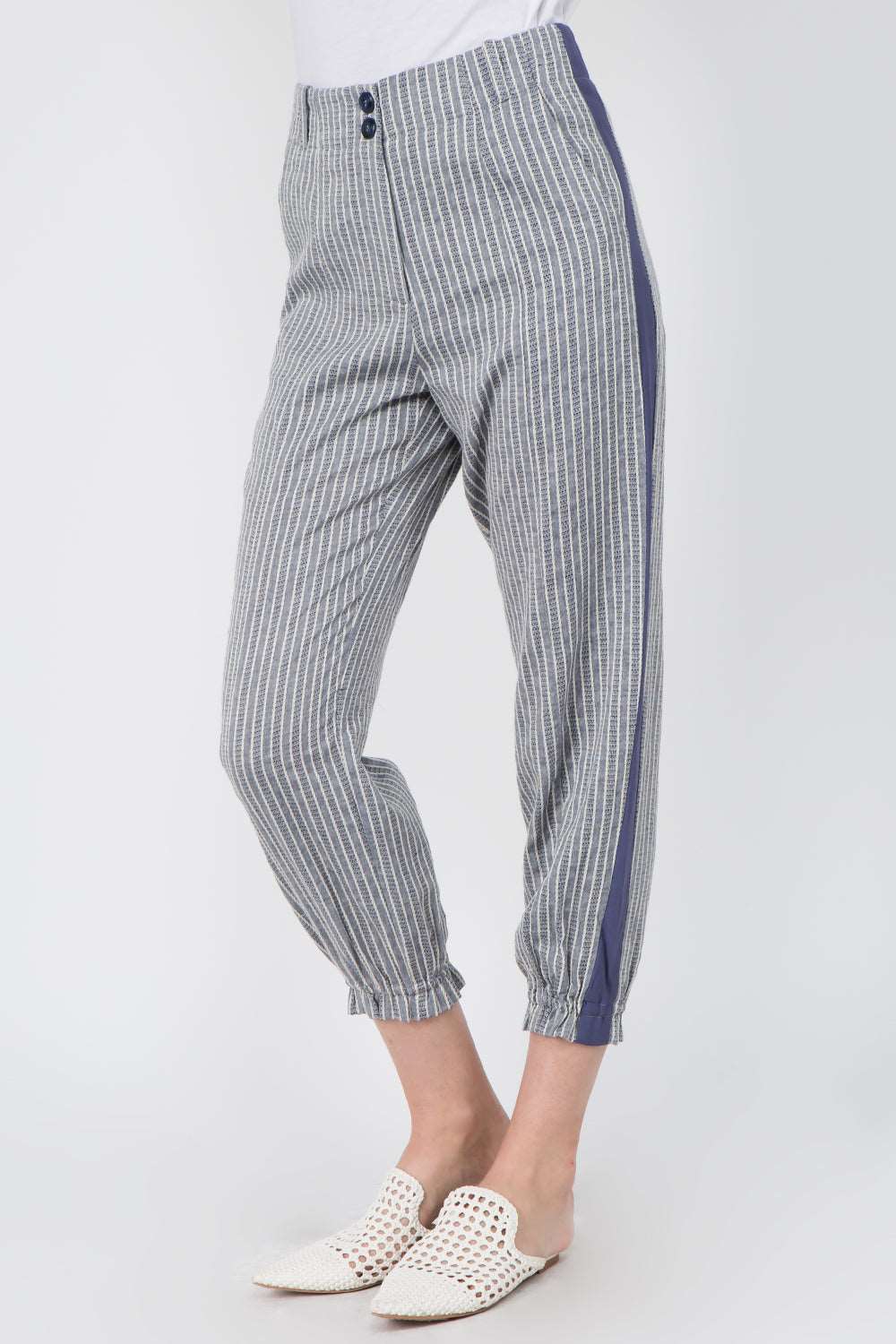 Contrast Insert Cotton Pants - Whiteroom+Cactus