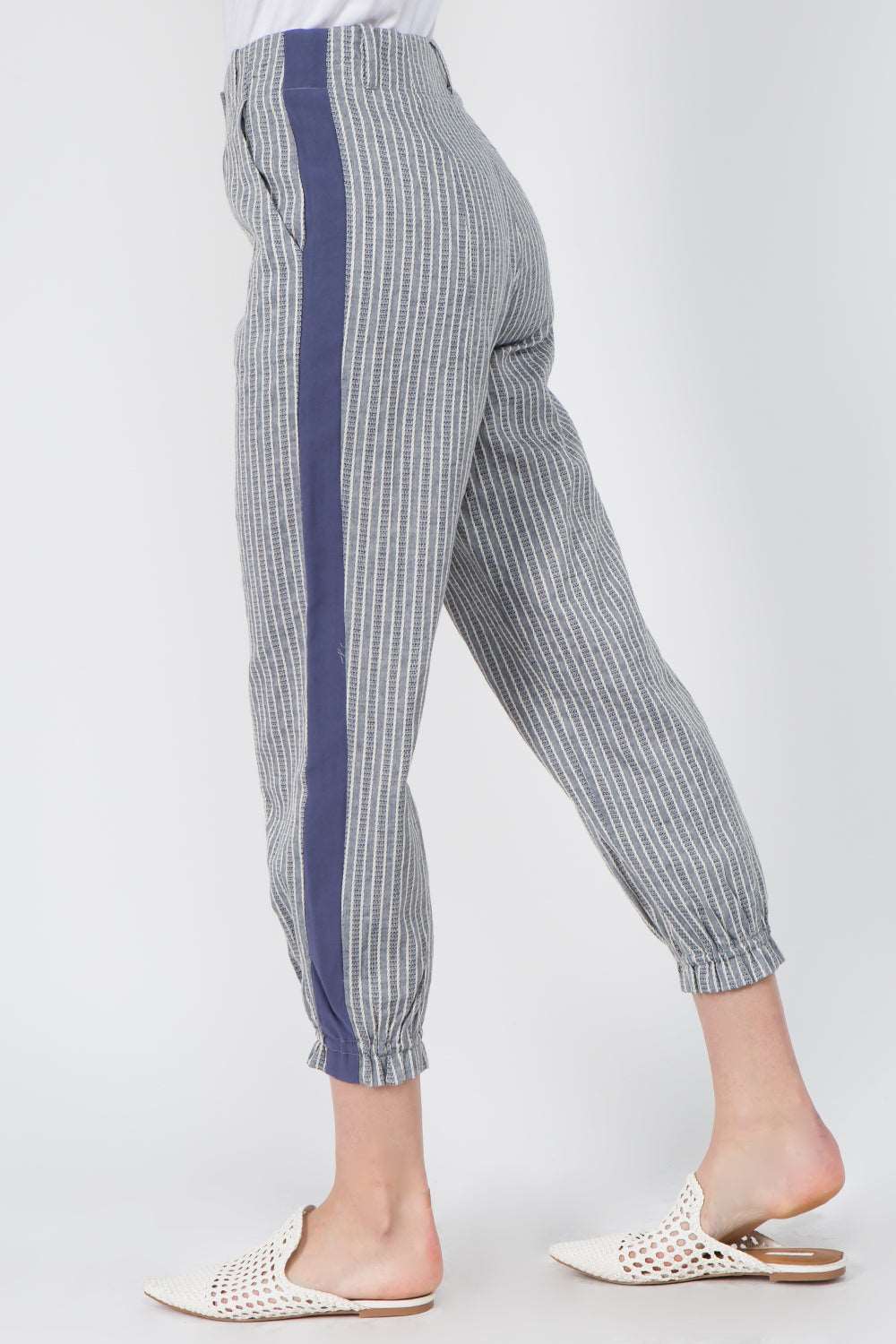 Contrast Insert Cotton Pants - Whiteroom+Cactus