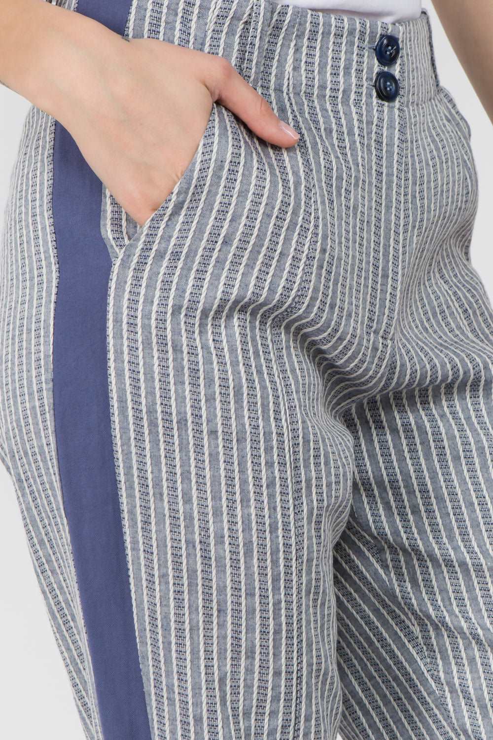 Contrast Insert Cotton Pants - Whiteroom+Cactus