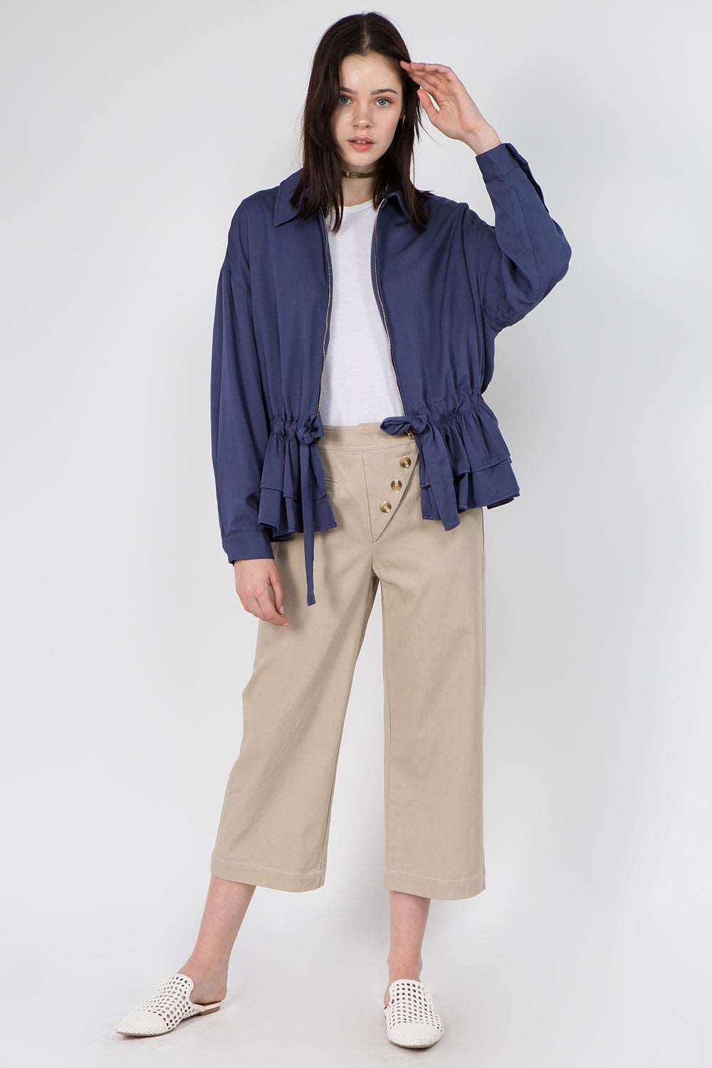 Asymmetrical Button Detail Pants - Whiteroom+Cactus