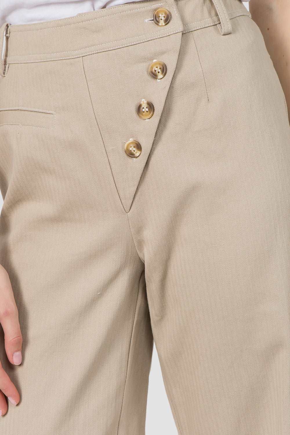Asymmetrical Button Detail Pants - Whiteroom+Cactus