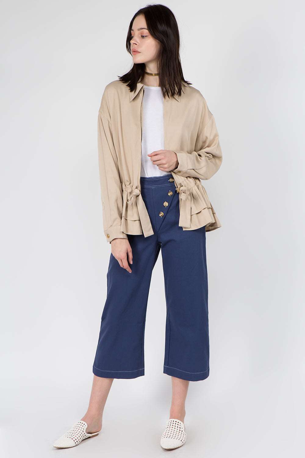 Asymmetrical Button Detail Pants - Whiteroom+Cactus