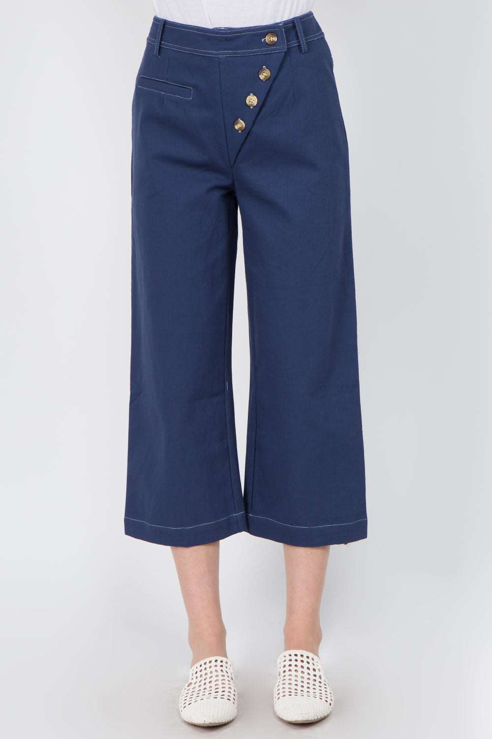 Asymmetrical Button Detail Pants - Whiteroom+Cactus