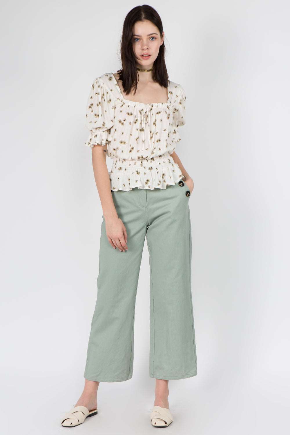 Button Detailed Culotte Pants - Whiteroom+Cactus