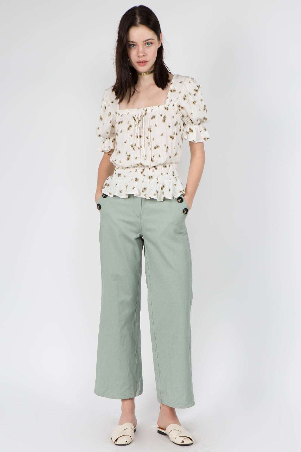 Button Detailed Culotte Pants - Whiteroom+Cactus