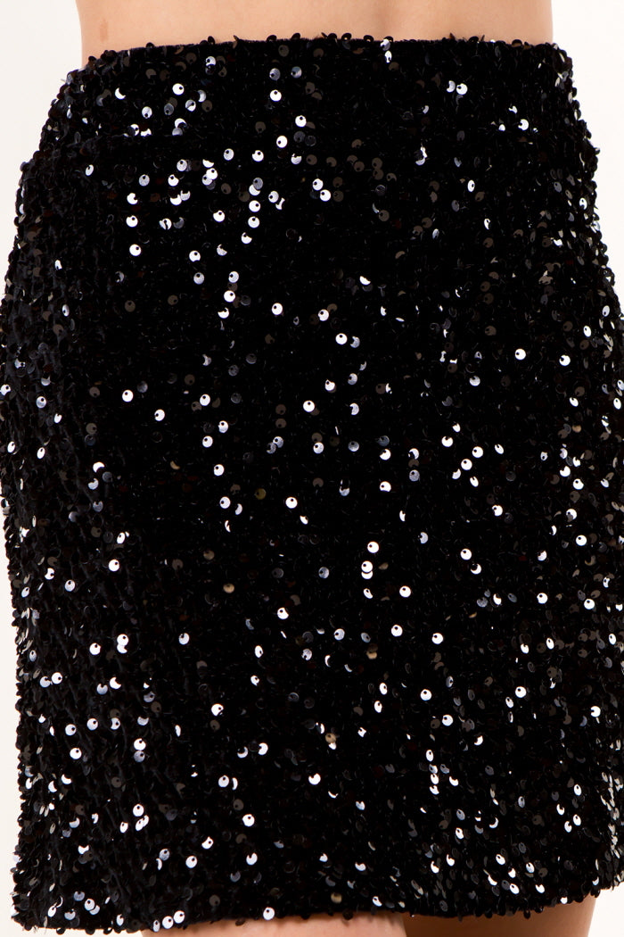 Sequin Zip Back Mini Skirt