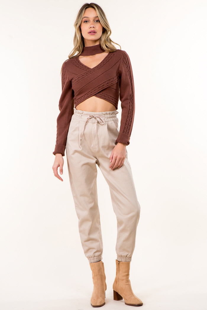 Cross Front Turtle Neck Sweater