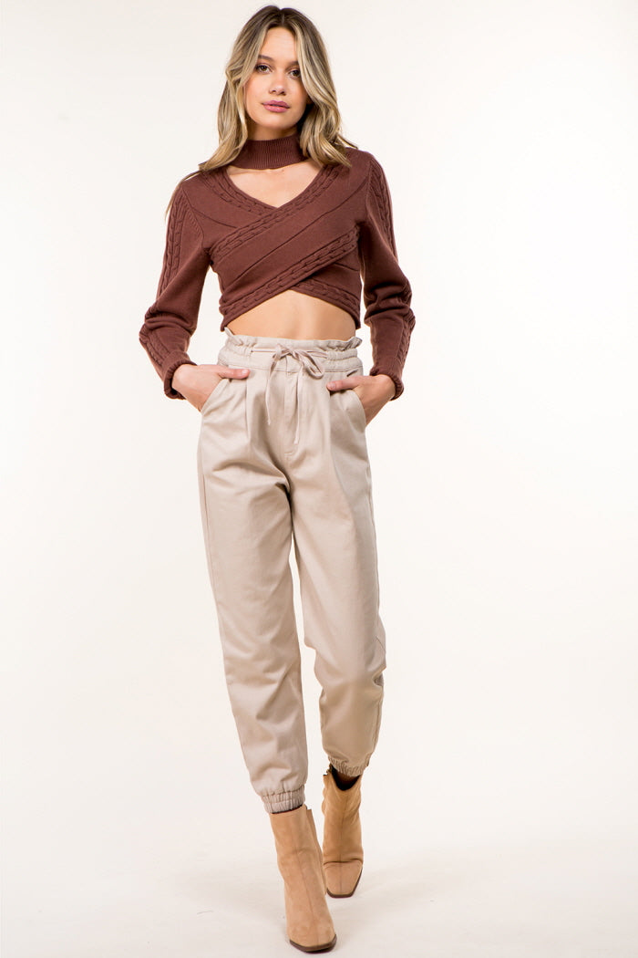 Cross Front Turtle Neck Sweater